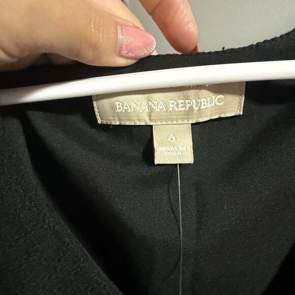 NWT Banana Republic V-Neck Peplum Knit Top Black 6 Office Business Corpgore - Picture 3 of 6